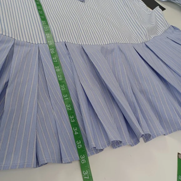 Tuckernuck Tate Stripe Mini Dress Size L Preppy Quiet Luxury Ruffle Cotton Blend - Picture 10 of 12